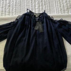 Navy Blue Silk Chiffon Top By Rachel Zoe
